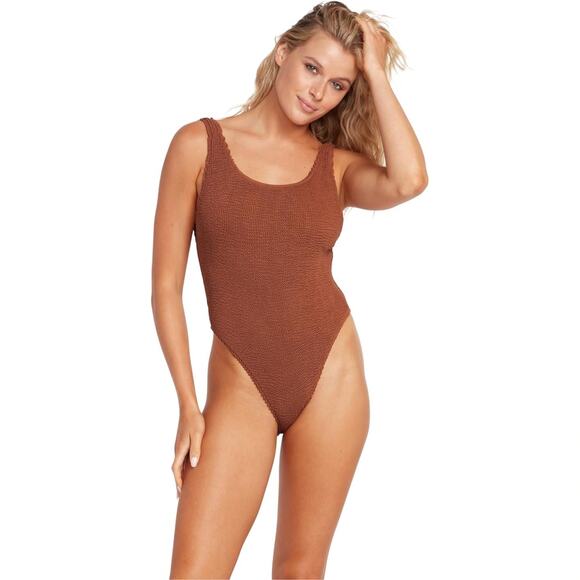 Volcom Women's Simply Scrunch Backless One-Piece Swimsuit Rust Size Large NWOT - Picture 2 of 13